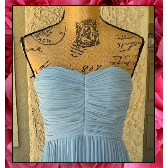 Lulus Pleated Seriously Sensational Light Blue Strapless Tiered Maxi Dress Sz M - Picture 3 of 10